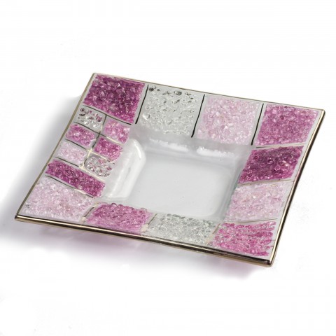 Skleněná miska CORAL KARO růžová sklo originál ruční práce skleněná miska skleněný svícen 