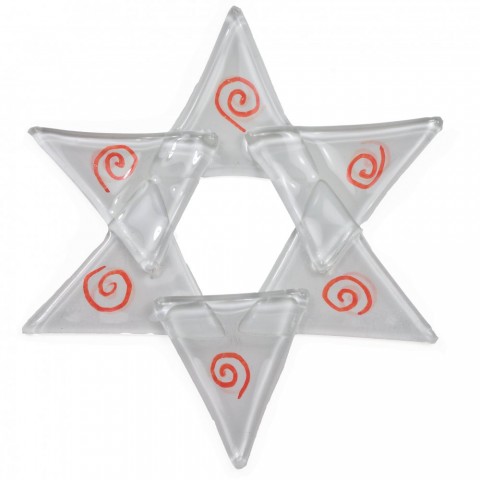 Hvězda bílá 02 - červené spirálky dekorace ozdoby vánoce svátky 