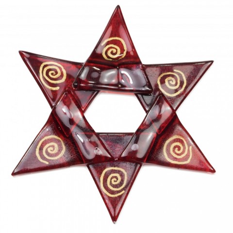 Hvězda rubínová 02 - zlaté spirálky dekorace ozdoby vánoce svátky 