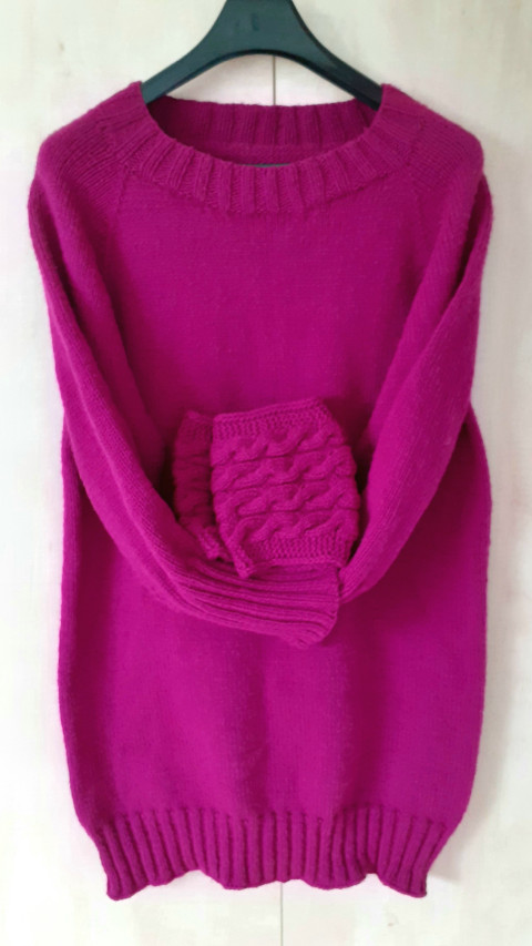 Oversize svetro/šaty MAGENTA +dárek svetr svetřík raglán teplý 