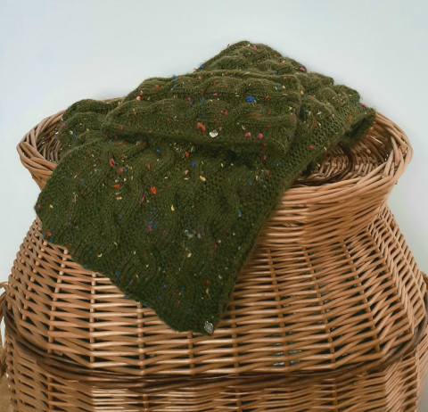 Mechová šála+čelenka jako dárek pletený krk teplo omotat teloučko 