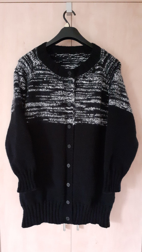 Teploučký kabátek Pepř a sůl svetr akryl raglán teplý bezešvý mohair 