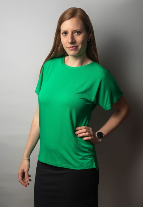 dámský top VERENA- zelená zelená triko top černé halena black krátký rukáv t-shirt 