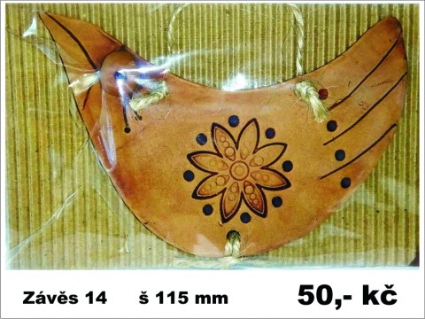 Závěs 14 dekorace ruční keramika pták ptáček kolečko závěs 