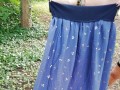 Šitá sukně-třešně metalické-jeans