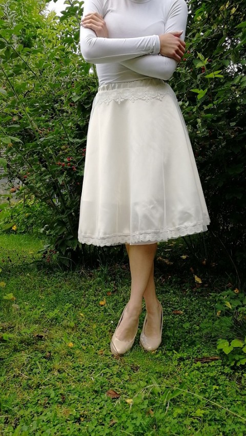 Sukně - Bílá pavučinka bílá sukně krajka tyl satén 