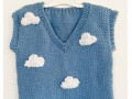 Modrá pletená vesta dámská s mraky