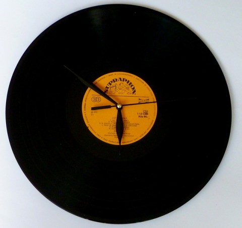 vinylové hodiny oranžové hodiny nástěnné hodiny vinylové hodiny 