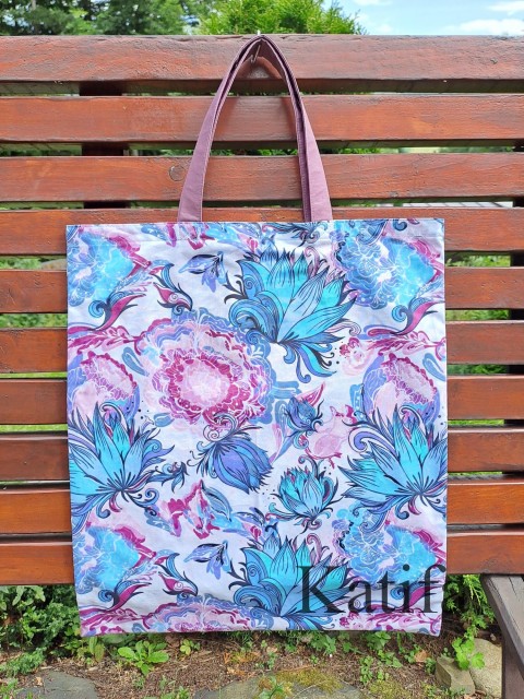 Bavlněná taška s gumičkou taška květy květiny rostliny gumička ochrana nákupní zero waste 