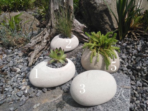 Valouny z betonu na živé rostliny květiny valoun sukulenty květináček zenová zahrada imitace kamene 