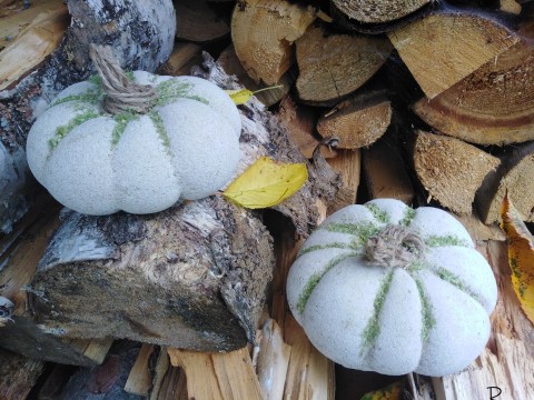 Dýně z betonu se sušeným mechem dekorace podzim dýně přírodní dušičky halloween 