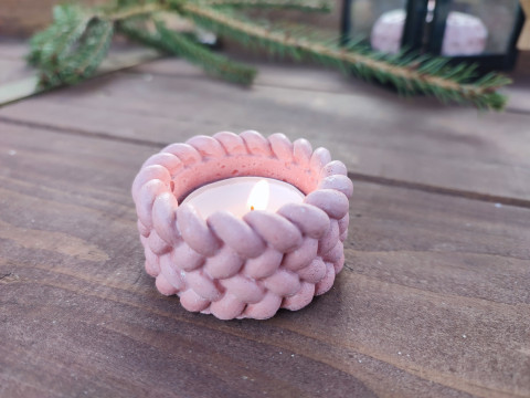 Terakoto-růžový mini svícen starorůžová na čajové svíčky beton svícen. terakoto-růžová minisvícen 