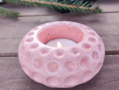 Terakoto-růžový mini svícen