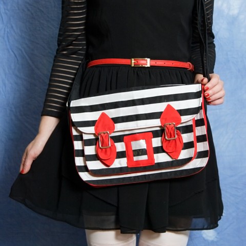 Aktovka - No.9 proužky pruhovaná retro pruhy pruh proužek proužkovaná brašna škola školní student crossbody aktovka stripes studentská 