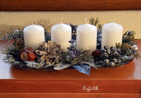 adventní svícen na keramickém talíř dekorace vánoce bílá adventní svícen na keramickém talíři hnědobílá hnědomodrá 