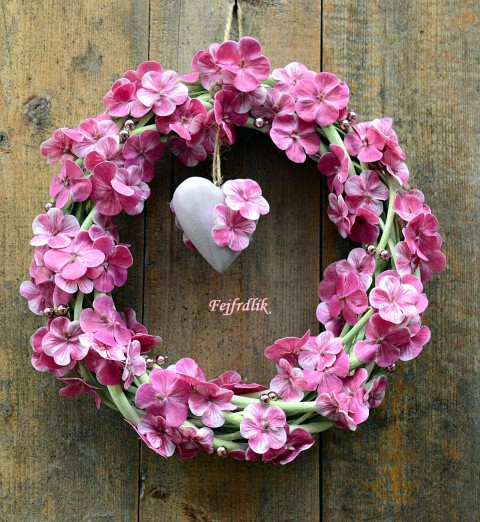 májová láska :).. srdce dekorace růžová láska věneček světlezelená romantický májový na dveře hortenzie trvanlivý 