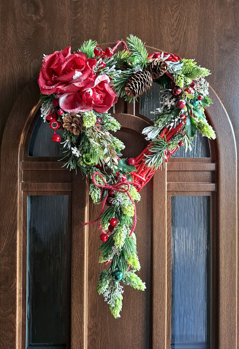 vánoční srdce červené.. domov dekorace zelená vánoce červenozelená vánoční srdce červené srdce n dveře 