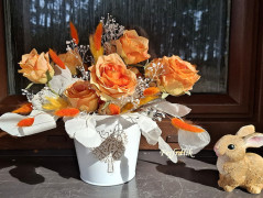 červené srdce s exotickou orchidejí