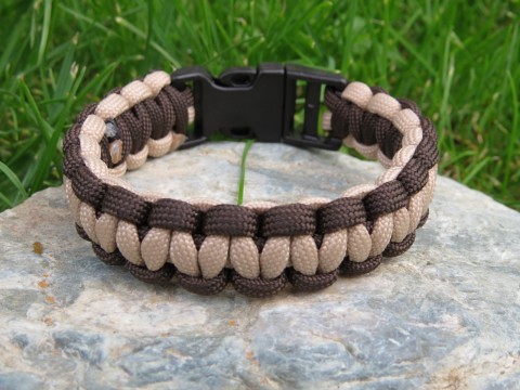 Náramek PARACORD písk-hnědý náramek pletený paracord turistika survival outdoor tramping padávkovka 