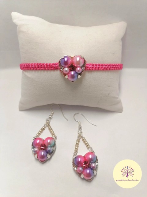 Náušnice s náramkem šperky korálky náušnice srdíčka bižuterie náramky handmade shamballa 
