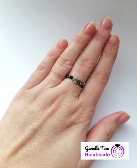 Prstýnek se srdíčkem šperk šperky korálky prsten srdíčka bižuterie prstýnek handmade 