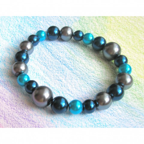 Náramok Blue #01 náramek náramok modrá sivá perli 