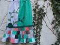 Lněná sukně s patchworkovým volánem