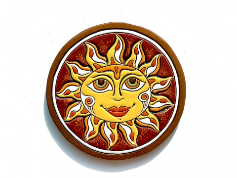Keramický obrázek - Slunce obrázek slunce sluníčko reliéf kachel 