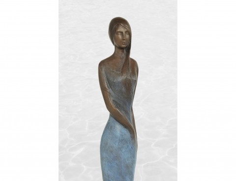 Dívka - Voda, bronzová socha 104 cm plastika socha žena soška sochy zahradní dívka originál postava ženská stojící 
