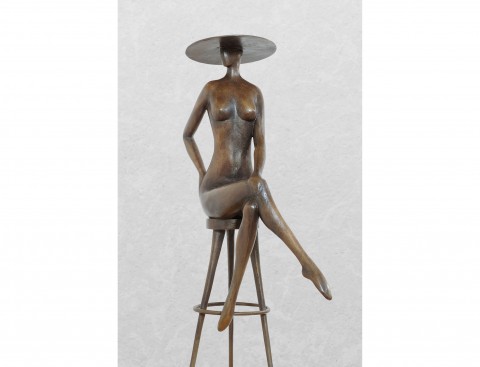 Dáma na židličce- socha bronz 82 cm kov plastika socha kovová žena sochy akt dívka bronzová originál umění bronz postava ženská limitovaná edice 