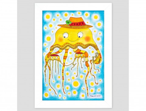 Medúzy malovaný obrázek dětský A4 do zvíře pro děti obraz medúza dětský veselé dítě dětské dětská zvířata veselý veselá rám zvířátko zvířátka reprodukce dětského pokoje pokojíku v rámu medúzy 
