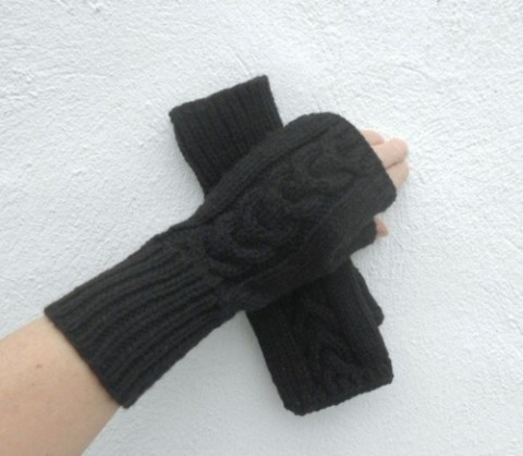 Dámské návleky černé originální zima podzim pletené černá sportovní černé návleky dámské na ruce melír rukavice 