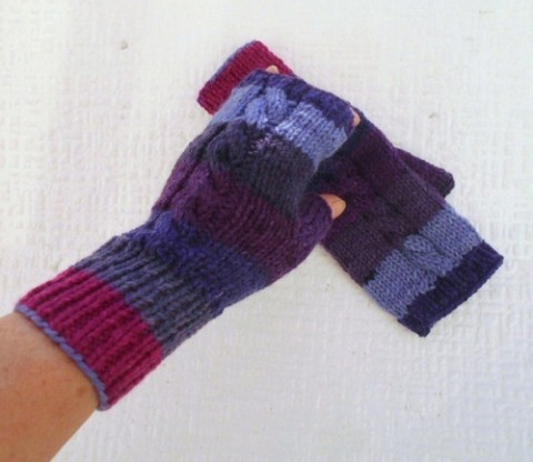 Rukavice návleky odstíny fialové originální zima podzim pletené sportovní zimní podzimní originál návleky rukavice dámské bezprsťáky bezprstové 