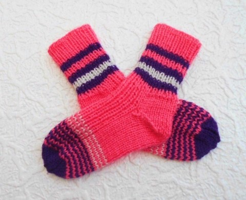 Dětské  ponožky 14,5 - 15 cm doplněk holčičí pletené jemné dětské ponožky malé holky teplé pro děti ruční práce na nohy na nožky 
