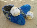 Pletené papučky modrý melír