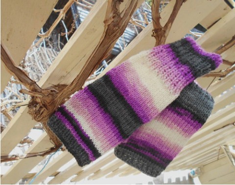 Návleky fialový melír originální fialová fialové návleky dámské na ruce pletenérukavice 