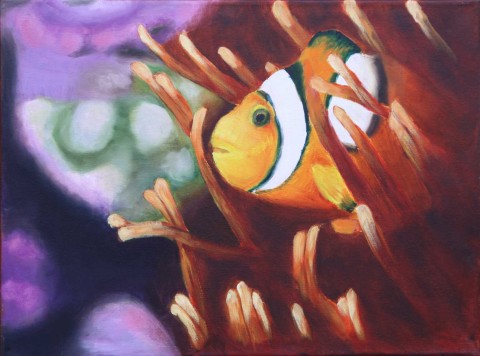 Hledá se Nemo voda moře obraz ryba malba krajina obrázek plátno sasanka olejomalba klaun podmořský nemo 