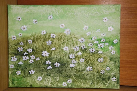 Kopretinová louka originální obraz květiny louka obrázek květ kytka akryl kopretina tráva plátno 