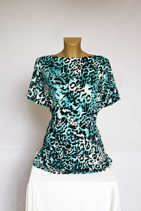 Tunika/tričko - velikost na přání tunika halenka tyrkysová zvířecí šitá abstraktní fleky srst 