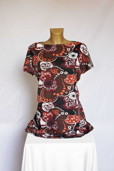 Tunika/tričko - velikost na přání tunika halenka listy růže šitá tričko abstraktní 