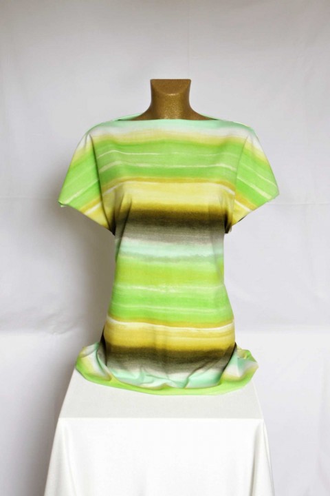 Tunika/tričko - zelené pruhy tunika čáry halenka proužky pruhy šitá tričko abstraktní geometrická 