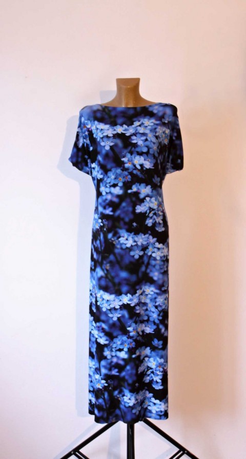 Šaty - pomněnky modrá květy květiny šaty šitá rostlina pomněnka 