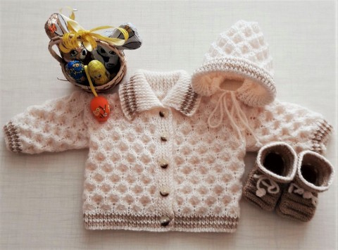 Kojenecká soupravička - pletená pletené miminka soupravička baby do porodnice 