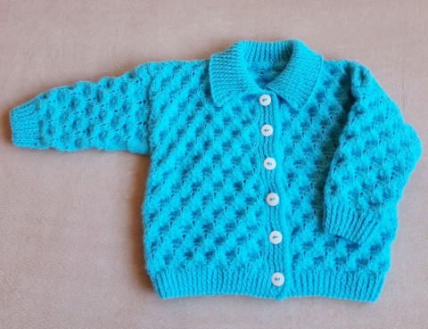 Pletený svetřík - nebeská modř pletené svetr pro kluky 