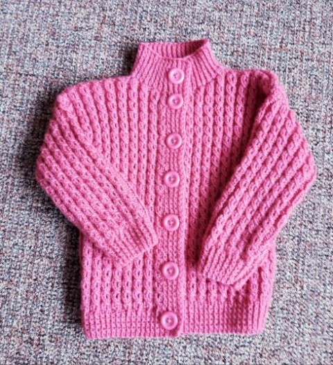 Pletený svetřík - tm.růžový pletené svetr pro holčičky 