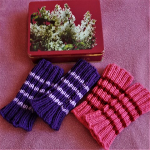 Nátepníčky - fialové a růžové rukavice na ruce nátepníčky karpálníčky 