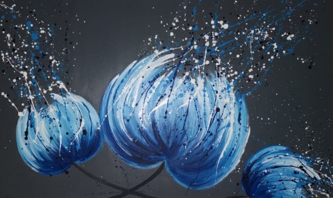 Obraz, modré květiny, poupata modré květiny abstrakce obraz poupata 