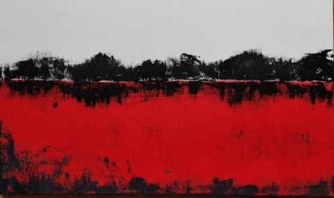 Malovaný obraz, červená abstrakce malovaný obraz červená abstrakce 