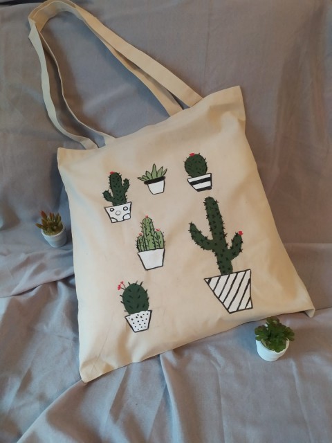 Látková taška s motivem kaktusů kaktus plátěnka 