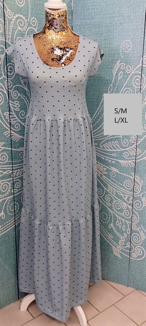Dámské maxi šaty šedý puntík 